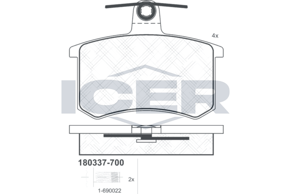 Icer 180337700 Колодки гальмівні (задні) Audi 80 91-95/90 87-/100 70-/Fiat Croma 85-96