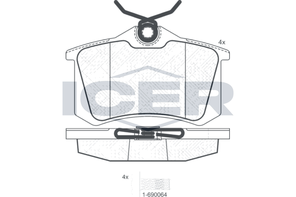 Icer 180697703 Колодки гальмівні (задні) Audi/Seat/Skoda Fabia/Octavia/VW Caddy/Passat 96-/Citroen/P