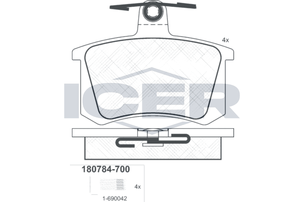 Icer 180784700 Колодки гальмівні (задні) Audi A4/A6/A8 94-02/Audi 80 91-96/Audi 90 84-91/Audi 100/20