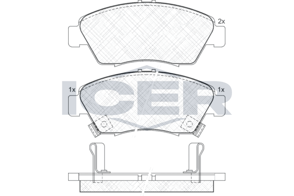 Icer 180959 Колодки гальмівні (передні) Honda Civic V/VI/VII 91-05/CRX III 92-98/Jazz 08-14