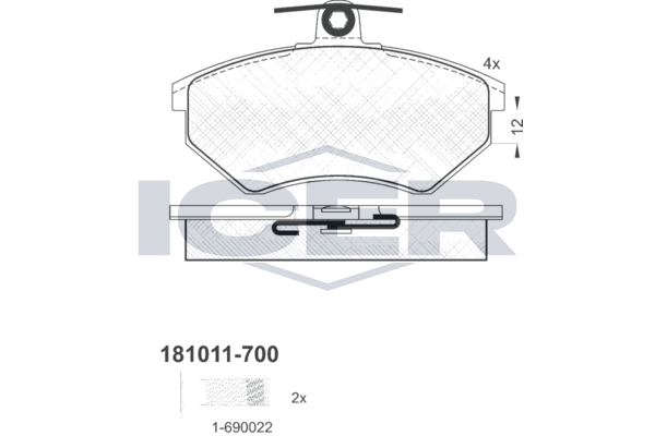 Icer 181011700 Колодки гальмівні (передні) Audi 80 91-96/A4 94-01/VW Caddy 95-04/Golf 90-02/Passat B