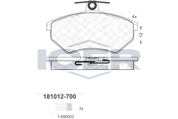 Icer 181012700 Колодки гальмівні (передні) Seat Cordoba/Ibiza/Toledo 93-02/VW Golf 86-02/Passat B2/B