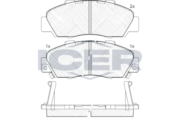 Icer 181019 Колодки гальмівні (передні) Honda Accord 91-03/Civic/CR-V 95-02/HR-V 99-/Integra 93-/Str