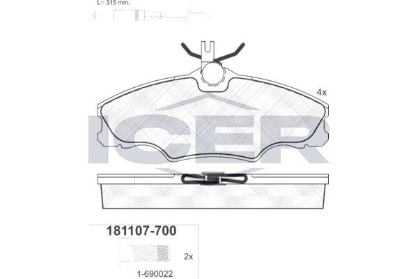 Icer 181107700 Колодки гальмівні (передні) Peugeot 406 95-04 (+датчик)