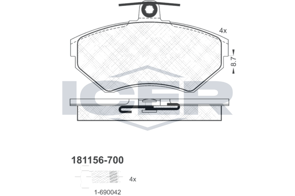 Icer 181156700 Колодки гальмівні (передні) Seat Cordoba/Ibiza/VW Caddy/Golf/Polo 91-04/Passat B3/B4