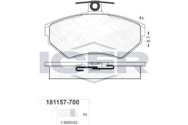 Icer 181157700 Колодки гальмівні (передні) Audi A4 94-01/VW Passat B5 96-00