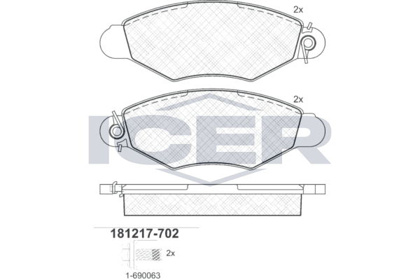 Icer 181217702 Колодки гальмівні (передні) Renault Kangoo 97-/Nissan Kubistar 03-