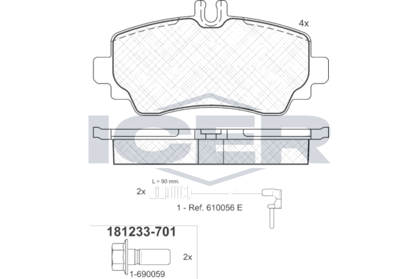 Icer 181233701 Колодки гальмівні (передні) MB A-class (W168) 97-04 (+датчики)