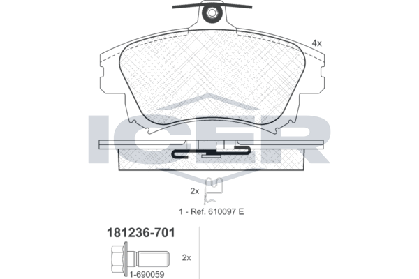 Icer 181236701 Колодки гальмівні (передні) Mitsubishi Carisma 95-06/Volvo S40 I/V40 95-04