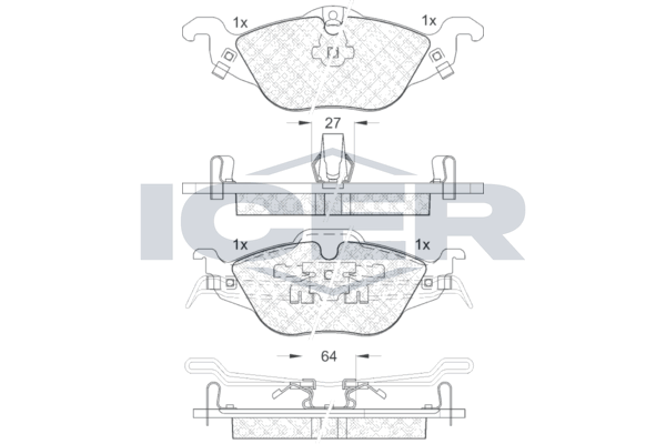 Icer 181249 Колодки гальмівні (передні) Opel Astra G 98-09/Chevrolet Corsa 94-02