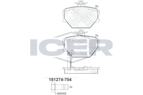 Icer 181274704 Колодки гальмівні (передні) Smart Cabrio 00-04/City Coupe 98-04/Roadster 03-05/Fortwo