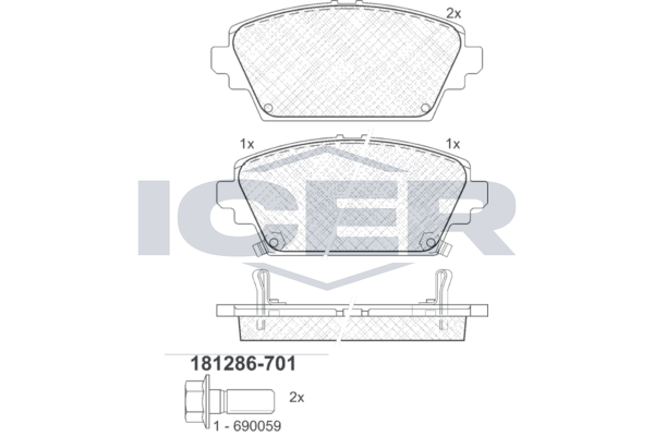 Icer 181286701 Колодки гальмівні (передні) Honda Accord VI 98-03/Nissan Primera 02-/Almera Tino 00-0