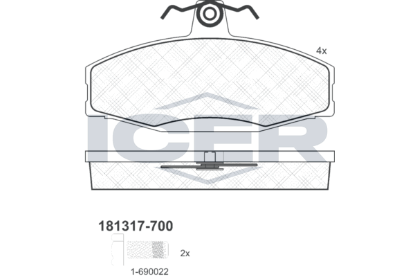 Icer 181317700 Колодки гальмівні (передні) VW Caddy 96-00/Skoda Felicia 94-01/Favorit 90-97