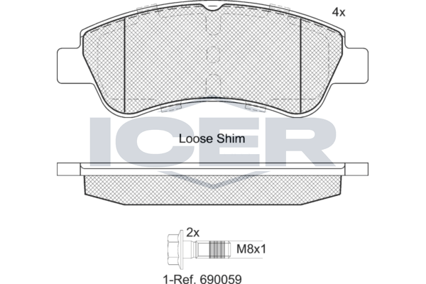 Icer 181388402 Колодки гальмівні (передні) Citroen Berlingo/C2/C3/C4/Peugeot 206/207/208/307 96-/Ope