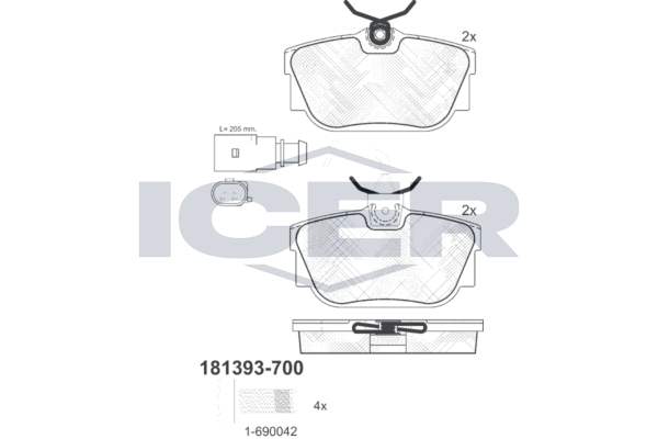 Icer 181393700 Колодки гальмівні (задні) Ford Galaxy 00-06/Seat Alhambra 97-10/VW T4 90-03/Sharan 95