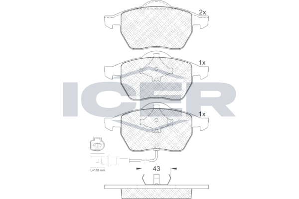 Icer 181396 Колодки гальмівні (передні) Audi A3/TT/Seat Leon/Skoda Octavia/VW Golf 96-10/Polo 05-09