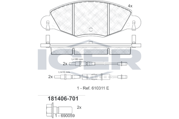 Icer 181406701 Колодки гальмівні (передні) Citroen С5 01- (+датчики)