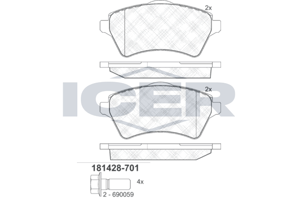 Icer 181428701 Колодки гальмівні (передні) Land Rover Freelander 98-06