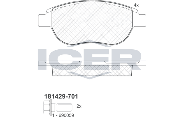 Icer 181429701 Колодки гальмівні (передні) Citroen C3/C4 02-/Berlingo/Peugeot 307 98-11/Partner 01-0