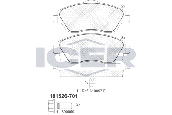 Icer 181526701 Колодки гальмівні (передні) Opel Combo 01-/Corsa C 00-09/Meriva A/Tigra 03-10