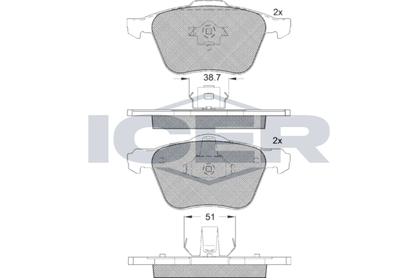 Icer 181551 Колодки гальмівні (передні) Volvo S60 00-10/V70 01-08/S80 01-06/XC90 02-14