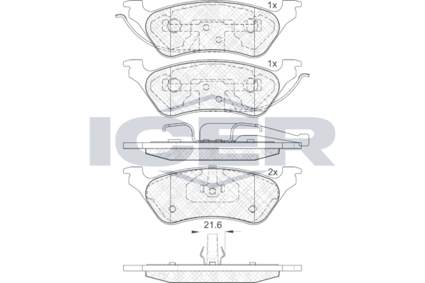 Icer 181564 Колодки гальмівні (задні) Chrysler Voyager IV 00-08/Dodge Caravan 00-07/Jeep Cherokee 01