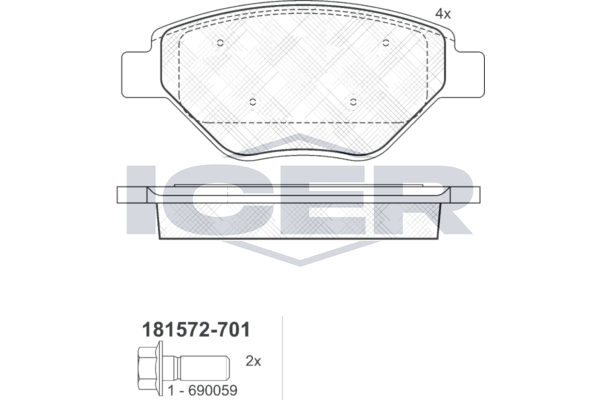 Icer 181572701 Колодки гальмівні (передні) Renault Megane II 03-
