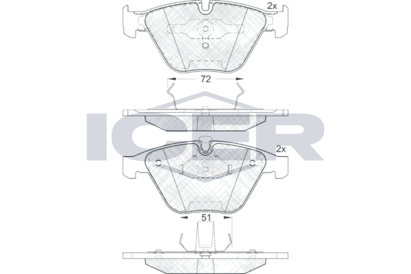Icer 181577 Колодки гальмівні (передні) BMW 3 (E90) 07-13/5 (E60/E61)/6 (E63/E64) 03-10/7 (E65/E66/E