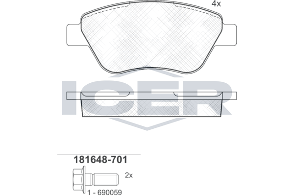 Icer 181648701 Колодки гальмівні (передні) Fiat Doblo 00-/Panda 03-/500 II 07-/Lancia Musa 04-12