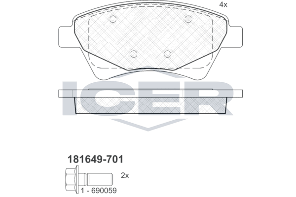 Icer 181649701 Колодки гальмівні (передні) Renault Megane II 03-/Scenic II 05-08/Grand Scenic II/III