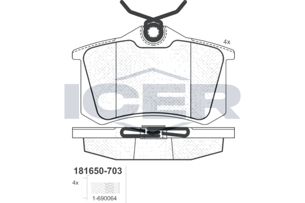 Icer 181650703 Колодки гальмівні (задні) Audi A4/A6/Renault Scenic/Megane 97-/Fluence/Citroen C3/C4
