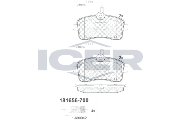Icer 181656700 Колодки гальмівні (передні) Peugeot 407 04- (+датчики)