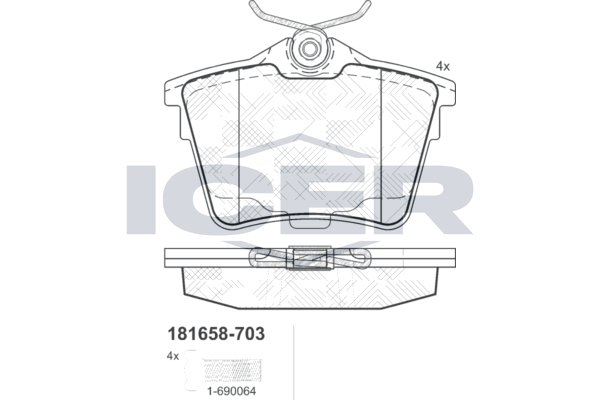 Icer 181658703 Колодки гальмівні (задні) Citroen C5 08-/Peugeot 407 04-/607 00-11