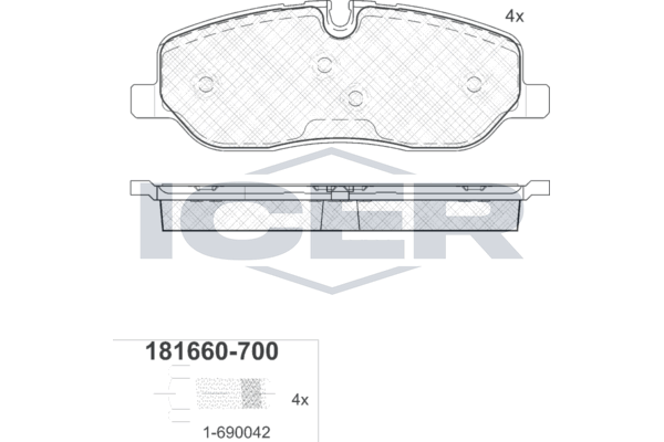 Icer 181660700 Колодки гальмівні (передні) Land Rover Discovery III/IV 04-18/Range Rover III 02-12/S