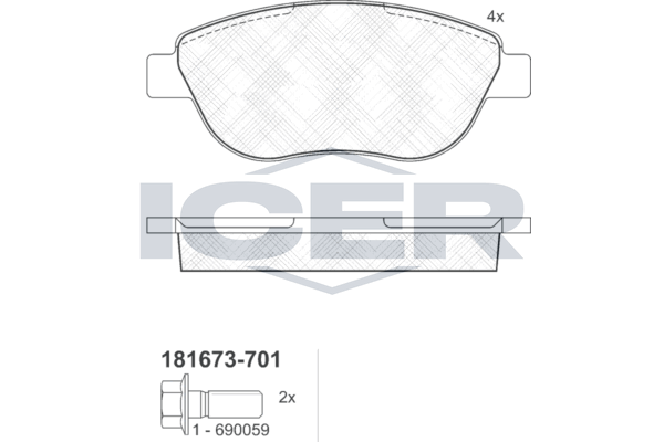 Icer 181673701 Колодки гальмівні (передні) Fiat Doblo 01-/Linea 10-/Idea 04-