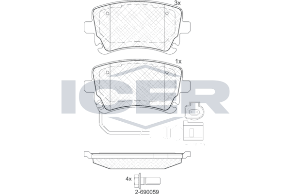 Icer 181674203 Колодки гальмівні (задні) VW T5 03-15/T6 15- (+датчик)