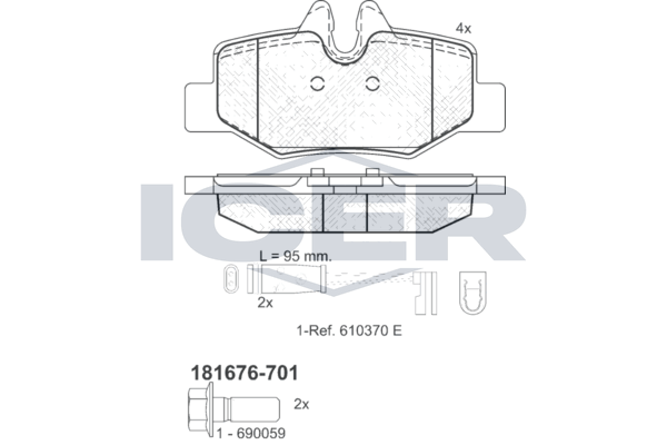 Icer 181676701 Колодки гальмівні (задні) MB Vito/Viano (W639) 03- (+датчики)