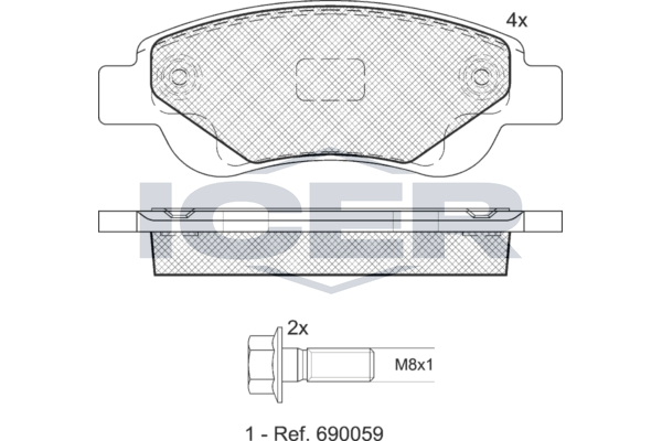 Icer 181702701 Колодки гальмівні (передні) Citroen С1/Peugeot 107 05-/108 14-/Toyota Aygo 05-