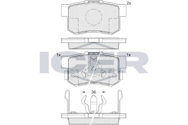 Icer 181718 Колодки гальмівні (задні) Honda Accord VIII 08-/CR-V II 01-07/CR-V IV 12-/FR-V 04-