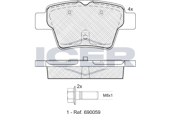 Icer 181729701 Колодки гальмівні (задні) Citroen C4 04-11/Peugeot 207 06-13/307 00-12