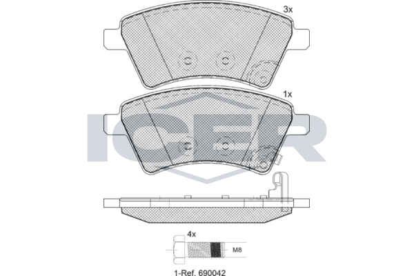 Icer 181758700 Колодки гальмівні (передні) Fiat Sedici 06-14/Suzuki SX4 06-