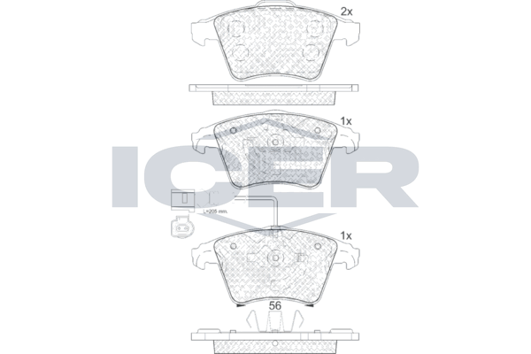 Icer 181779 Колодки гальмівні (передні) VW T4 92-03/T5 03-15/T6 15-/Multivan V/VI 03- (+датчик)