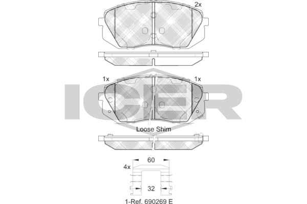 Icer 181826201 Колодки гальмівні (передні) Hyundai Tucson 15-/і40/іх35/Sonata/Kia Sportage/Optima 10