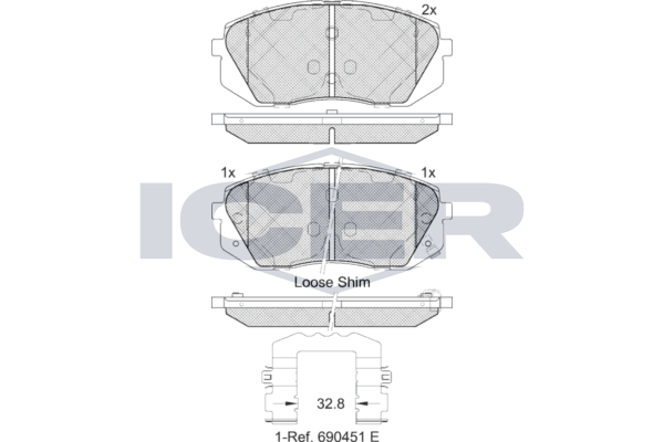 Icer 181826202 Колодки гальмівні (передні) Hyundai Kona 18-/Kia Niro 18-22/Soul EV 14-