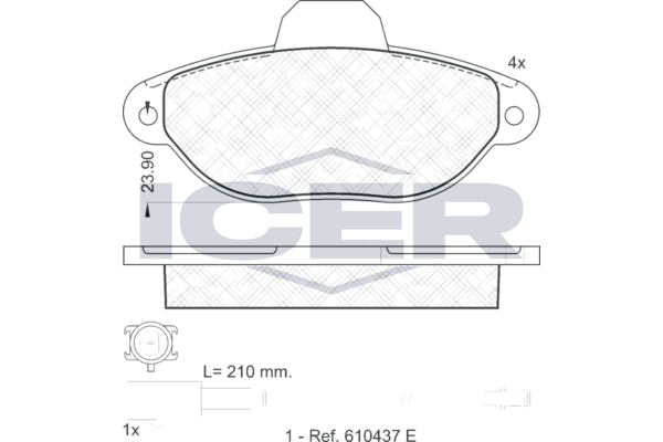 Icer 181844 Колодки гальмівні (передні) Fiat 500 07-/Ford Ka 08-16 (+датчики)