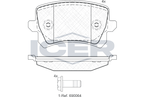 Icer 181857 Колодки гальмівні (задні) Audi A6 05-18/Q3/Skoda Octavia 12-/VW Passat B6-B8/Tiguan 05-/