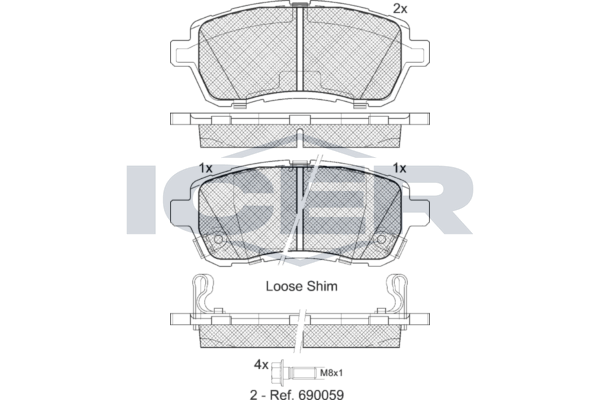 Icer 181881 Колодки гальмівні (передні) Ford Fiesta VI 08-/Mazda 2 07-15/Subaru Justy 07-