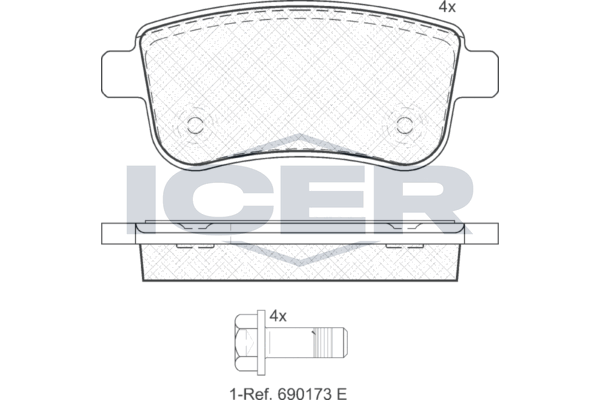 Icer 181904 Колодки гальмівні (задні) Renault Megane III 08-/Grand Scenic III 09-/Fluence 14-