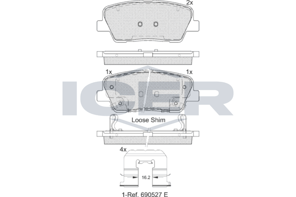 Icer 181954233 Колодки гальмівні (задні) Hyundai Santa Fe III/IV 12-/Grand Santa Fe 13-/Kia Sorento
