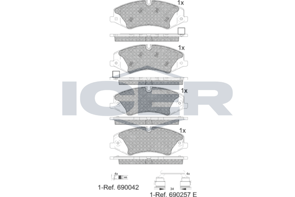 Icer 181957203 Колодки гальмівні (передні) Land Rover Discovery IV/V 09-/Range Rover III/IV/Sport I/